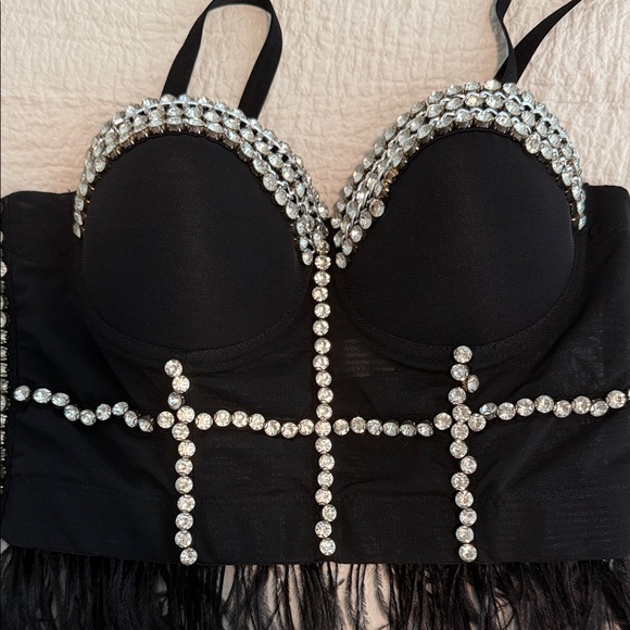 Amazon Black Rhinestone Embellished Tank Top - Picture 2 of 9